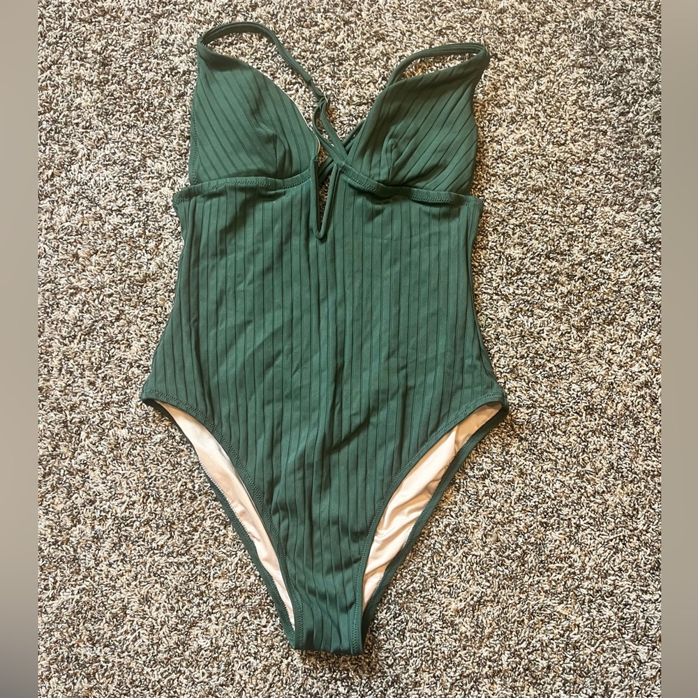 Deep V one piece swimsuit, size Med